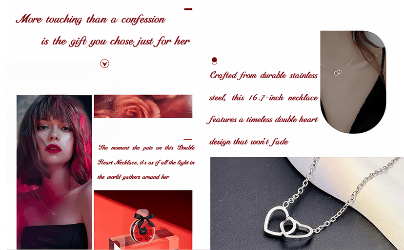 Preserved Rose with Heart Necklace Gift Artificial Flower Valentines Mothers Day for Girlfriend Mom Birthday Anniversary Personalized Romantic Gifts(Red)