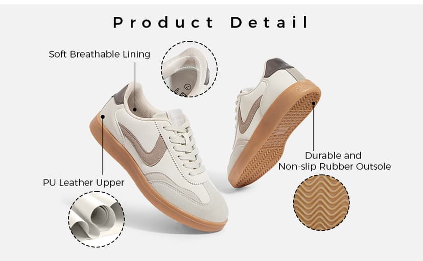 LUCKY STEP Women's Retro Fashion Sneakers Classic Casual Walking Shoes Non Slip Comfort Skate Shoes