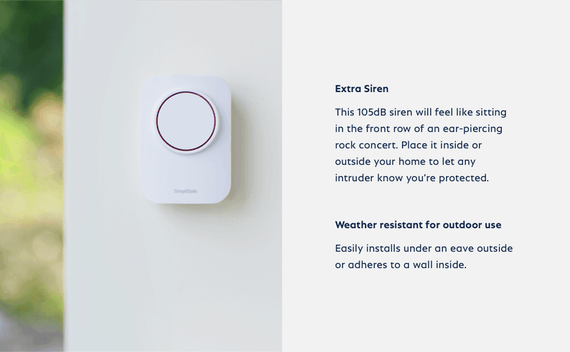 SimpliSafe 105dB Auxiliary Siren - Compatible with Gen 3 Home Security System