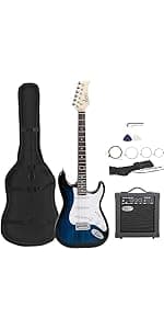 ZENY 38 inch Acoustic Guitar Full Size Beginners Package Kit for Right-handed Starters Kids Music Lovers w/Case, Strap, Pitch Pipe and Pick (Blue)