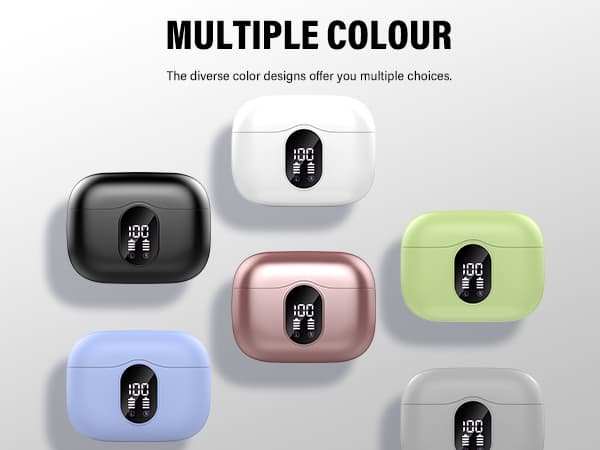 Wireless Earbuds, Bluetooth 5.4 Headphones Bass Stereo, Ear Buds with Noise Cancelling Mic, LED Display in Ear Earphones Clear Calls, IP7 Waterproof Bluetooth Earbuds for Laptop/Phones, Rose Gold