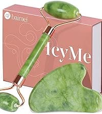 BAIMEI IcyMe Ice Roller for Face and Gua Sha Facial Tool Set, Ice Face Roller Reduces Puffiness Relieves Migraines Skin Care Tools, Self Care Gift for Women - Pink