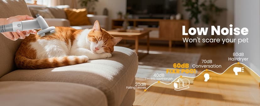 FIXR Dog Grooming Vacuum, All-in-One Pet Grooming Kit with Hair Clipper & Shedding Brush, Low Noise 12,000Pa Dog Hair Remover Vacuum, Pet Groomer Set with Cleaning Brushes, PG01