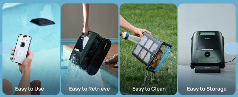 Beatbot AquaSense 2 Pro Cordless Robotic Pool Cleaner, Unmatched 5-in-1 Cleaning, Surface Parking, Skimmer with APP Control, Water Clarification, for Pools up to 3,875 Sq.ft – Obsidian
