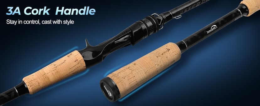 Jenseits 2Piece Carbon Fiber Spinning & Casting Fishing Rod, Ultra-Sensitive Lightweight, Stainless Steel Ceramic Guides, Cork & EVA Handle, Fast & Extra Fast Action, Bass Trout Freshwater Fishing Rod