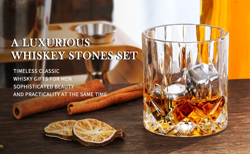 Oaksea Boss Day Gifts for Men Him Christmas, Anniversary Unique Gifts for Him, Birthday Retirement Gift for Boss Men, Stainless Steel Engraved Whiskey Stones Glasses Cool Burbon Scotch Set Gift