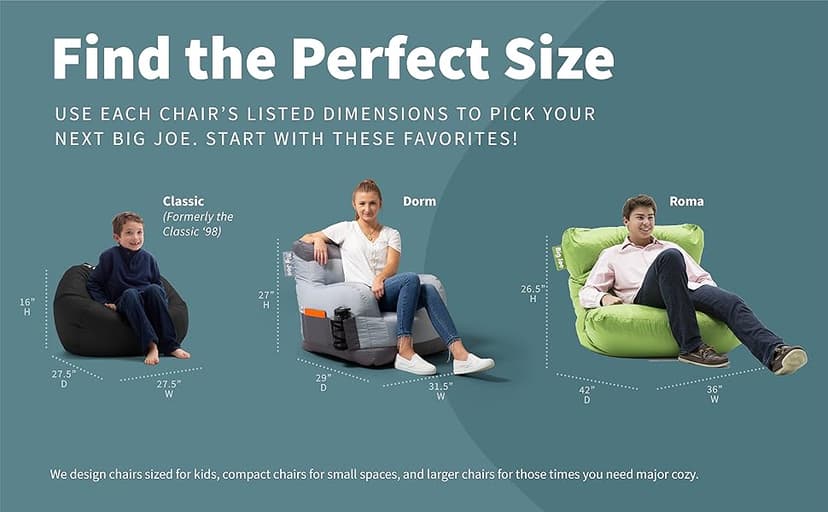 Big Joe Roma Gaming Bean Bag Chair for Kids, Teens, Adults, Shadow Graphite Vintage Suede, 3 Foot Lightweight Refillable