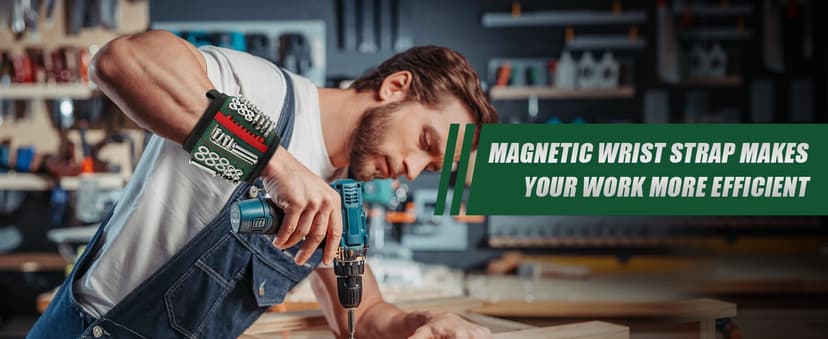 Magnetic Wristband with LED Light, Stocking Stuffers for Men, Christmas Gifts for Men, Dad, Him, Mechanics, Woodworker, Handyman, Magnet Tool Belt Wrist Band, Adjustable Wrist Screws Holder