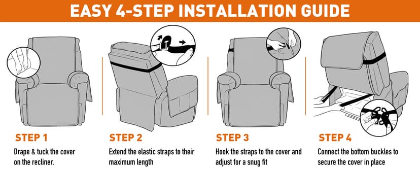 100% Waterproof Recliner Chair Covers,Non-Slip Chair Cover Dog Furniture Protector Recliner Covers Washable Slipcover with Pocket,Elastic Straps for Pets,Dogs,28",Coffee