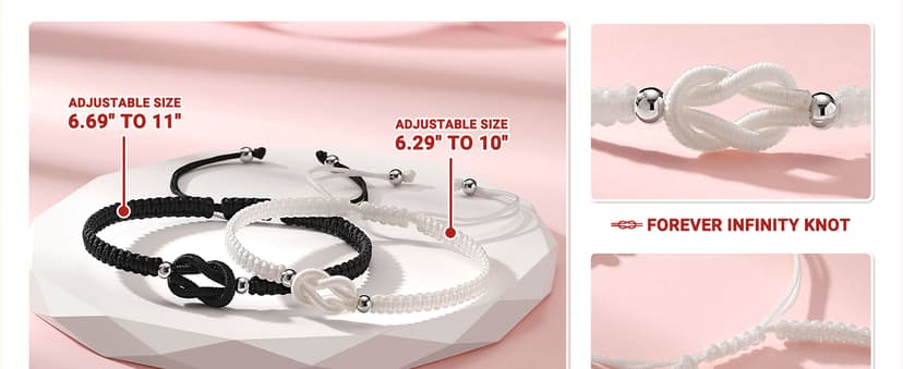 UNGENT THEM Pinky Promise Knot Couples Bracelets Anniversary Christmas Valentines I Love You Gifts for Boyfriend Girlfriend Women Men