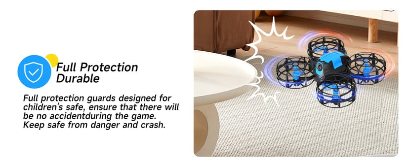 4DRC V18 Mini Drone for Kids Beginners, RC Quadcopter with 2 Control Modes, Headless Mode, Altitude Hold, Auto Hover, 3 Speeds, 3D Flips, LED Lights, 2 Batteries, Gift Toy for Boys