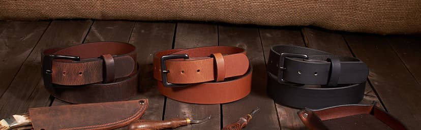 Nohma Leather Men's Leather Belt, Made in USA, Full-Grain Leather, Casual Everyday Wear Belts, Amish Handmade 1.5" Width
