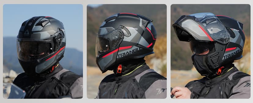TRIANGLE Modular Motorcycle Helmets for Men Flip Up Full Face Helmet Dual Visor with Internal Sunshield DOT Approved