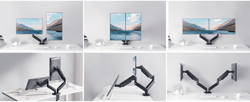 MOUNTUP Dual Monitor Stand for Desk, Monitor Arms for 2 Monitors 32 27 24 22 Inches, Height Adjustable Double Monitor Mount, VESA Mount with C-Clamp & Grommet Base, Holds 4.4-17.6lbs