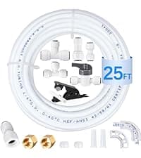 Inline Water Filter Kit for Ice Maker and Refrigerator,Include Feed Water Valve,1/4" Water Line and Quick Connect Fittings,Ideal for Ice Maker,Refrigerator,RO(Reverse Osmosis) System