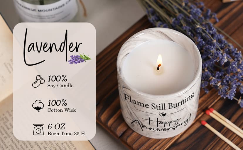 Anniversary Candle - Aniversario Gifts for Men, Women & Couples - Romantic Gifts for Him, Her - 6oz