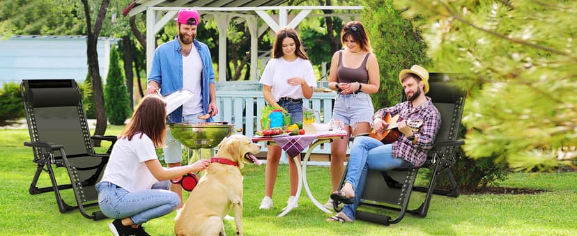 Suteck Oversized Zero Gravity Chair,29In XL Lounge Chair w/Removable Cushion&Headrest, Reclining Camping Chair w/Upgraded Lock and Footrest, Reclining Patio Chairs Recliner for Indoor Outdoor