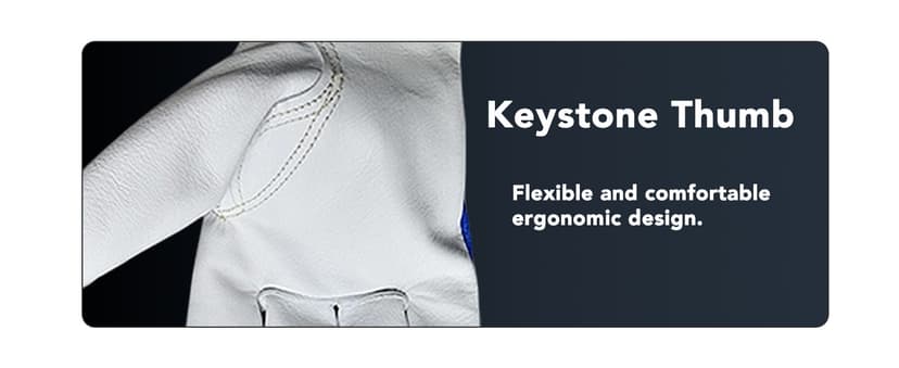 VZT 12 Pairs Bulk Winter Leather Work Gloves for Men or Women for Construction, Wood cutting, Driving, Water Resistant, Keep warm, Soft, Cowhide, Class 4 Abrasion Resistant, Blue-White, XL