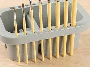 18 mixing wells, 16 slots fitting 0.24-0.63 in diameters, 3 washing compartments, removable tray lid MyLifeUNIT Paint Brush Cleaner, Paint Brush Holder with Palette, Grey B01H5JIU14
