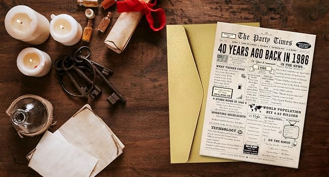 Ziwenhu Big 40th Birthday Card Gift for Men Women or Him Her, Happy 40 Year Old Birthday Greeting Card for Mom Dad, Vintage 40th Birthday Decorations for Husband Wife