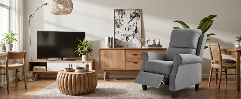Oversized Recliner Chair for Living Room, Modern Reclining Sofa Home Theater Seating with Upholstered Push Back, Mid-Century Reclining Armchair with Lumbar Support, Bedroom, Reading Nook, Office