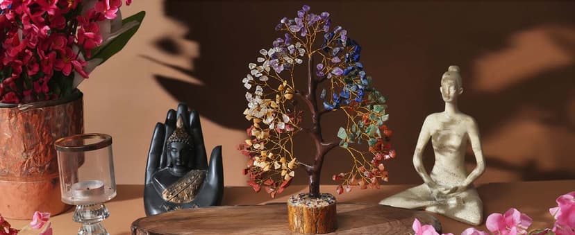YATSKIA 7 Chakra Tree of Life, Crystals and Healing Stones, Birthday Gifts for Women - Crystal Tree for Positive Energy, Home Office Decor, Spiritual Gifts for Women