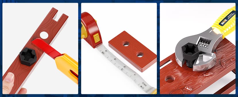 Deejoy Tool Set with Tool Box & Electronic Toy Drill, Pretend Play Kids Construction Kits for Kids Ages 3-5 Years Old, Toddler Boy Toys(Orange)