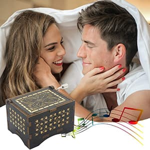 Can't Help Falling in Love Wood Music Box, Antique Engraved Musical Boxes Case for Love One Wooden Music Box - Gifts for Lover, Boyfriend, Girlfriend, Husband, Wife (Black)