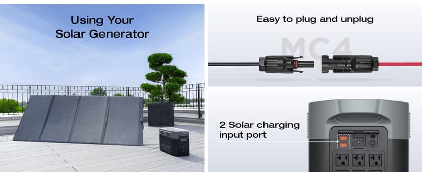 EF ECOFLOW Solar Generator DELTA 2 Max 2048Wh With 400W Solar Panel, LFP Battery Portable Power Station Up to 3400W AC Output Fast Charging 0-80% in 43 Min solar powered generator For Camping, RV