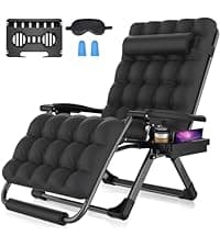 Suteck Oversized Zero Gravity Chair,29In XL Lounge Chair w/Removable Cushion&Headrest, Reclining Camping Chair w/Upgraded Lock and Footrest, Reclining Patio Chairs Recliner for Indoor Outdoor