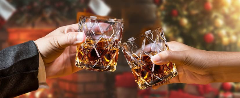 Whiskey Stones Gift Set - Bourbon Stones Gift for Men - 4 Granite Chilling Whiskey Rocks - Whiskey Glass and Stones Set - Drinking Gifts for Men Dad Husband Birthday Father's Day Groomsmen Gifts