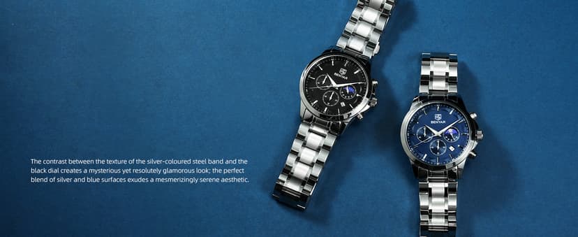 BY BENYAR BY BENYAR Mens Watches Analog Quartz Chronograph Waterproof Wrist Watches for Men Fashion Business Work Casual Sport Designer Dress Watch with Calendar Elegant Gifts for Men