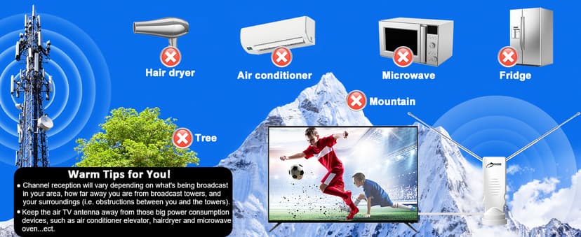 2025 Digital Rabbit Ear Antenna - Indoor Smart Long Distance Reception, Supports 4K 8K 1080p Local Channels