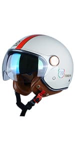 Open Face Motorcycle Helmet for Adults, DOT Approved,3/4 Retro Vespa Helmet, Dual Visors Men's and Women's Motorbike Casco for Moped Cruiser Bobber and Chopper