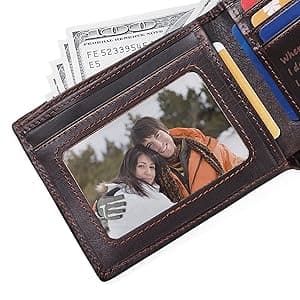 Personalized Engraved Leather Wallet for Dad Son Husband Boyfriend - Perfect for Christmas Anniversary Birthday Fathers Day Valentines Graduation Wedding - Custom Love Message Bifold Wallets for Men
