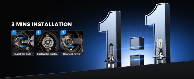 Marsauto H7 Light Bulbs, 30000LM 800% Brighter Bulbs, Real Mini Size 6000K Cool White IP68 Waterproof, Plug and Play
