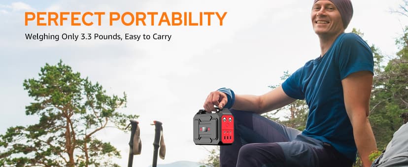 Solar Powered Generator 200W Peak/100W Rated, Portable Solar Generator Power Station with Solar Panels 40W Included, 146Wh Solar Power Bank with AC Outlet 110V for Home Use Camping Outdoor Adventure