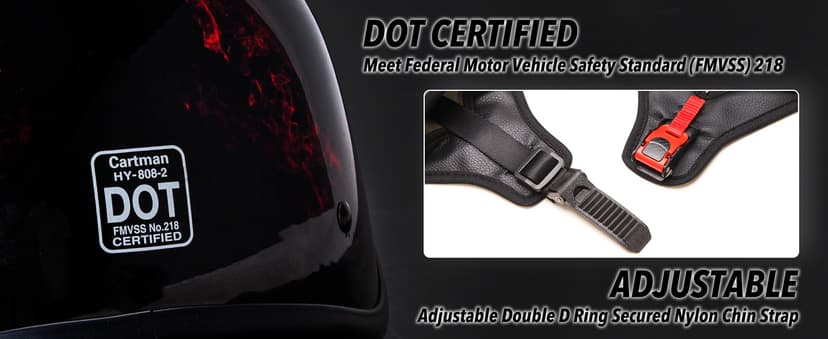 Cartman Cruiser Scooter Motorcycle Half Face Helmet, Red Skull USA Graphics, DOT Approved for Bike Scooter ATV UTV Chopper Medium