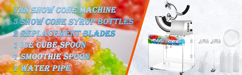 VNN 48L Snow Cone Machine, 500LB/H Commercial Shaved Ice Machine, 300W Electric Ice Shaver Machine, Suitable for Party Activities, Family Gatherings, Events