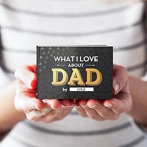 What I Love about Dad Book, Fill-in-the-Blank Book for Dad - Father's day Gifts for Dad from Daughter, Son, Kids - Birthday Gifts for Dad, Dad Birthday Gifts - Dad Christmas Gifts, Stocking Stuffer