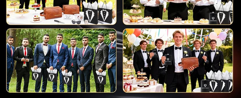 60Pcs Groomsmen Gifts Set of 6, Groomsmen Proposal Box with Flasks Sunglasses PU Leather Toiletry Bag Bottle Opener for Wedding Groomsman Best Man Gift