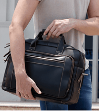 Masa Kawa Leather Briefcase for Men 15.6", 17" Laptop Computer Case Business Travel Work Messenger Cross Body Shoulder Bag