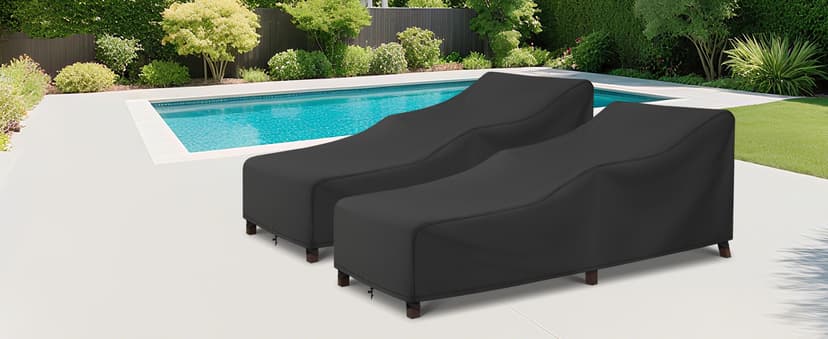 Arcedo Patio Chaise Lounge Cover Water Resistant, 2 Pack of Pool Lounge Chair Covers for Outside Stackable Cushions and Outdoor Furniture, 80" x 30" x 26" H, Black