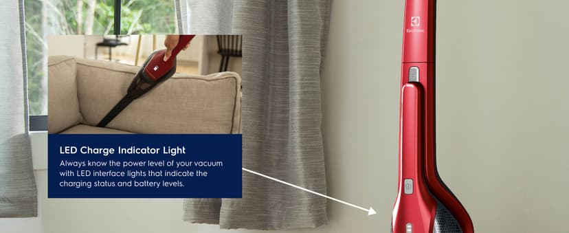 Electrolux Ergorapido Pet Cordless 2-in-1 Vacuum Cleaner with Motorized Pet Nozzle for Easy Pet Hair Removal, 48-Minute Run Time, 2 Power Modes, Chili Red