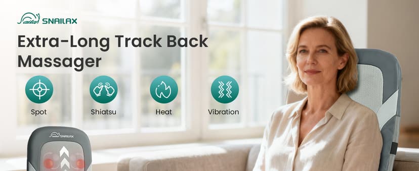 Snailax Shiatsu Back Massager with Heat,Full Back Massager for Pain Relief Deep Tissue,Longer Massage Chair Pad,Back Kneading Shiatsu or Rolling Massage for Chair