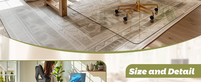 Office Chair Mat for Carpet & Hardwood, Upgraded 36" x 48" Dual Use Tempered Glass Chair Mat for Chair and Footrest Under Desk