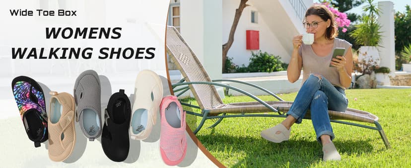 LeIsfIt Womens Wide Diabetic Shoes Adjustable Barefoot Walking Shoes Breathable Zero Drop Sneakers for Wide Width Arthritis Edema Feet