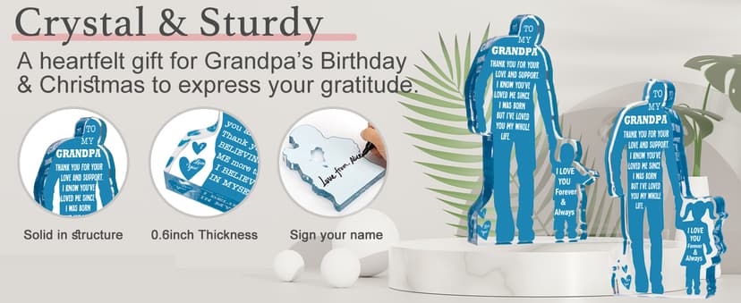 Grandpa Gifts from Granddaughter Birthday Gifts Idea for Grandfather from Granddaughter Best Grandpa Ever Gifts to My Grandpa Christmas Fathers Day Gift for Granddad Papa Acrylic Plaque Sign B0DBQS9HVD