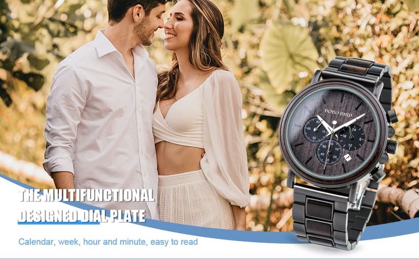 2win Engraved Wooden Watch for Boyfriend My Man Fiancé Husband Customized Personalized Wood Watches for Men Birthday Anniversary Personalized Watch