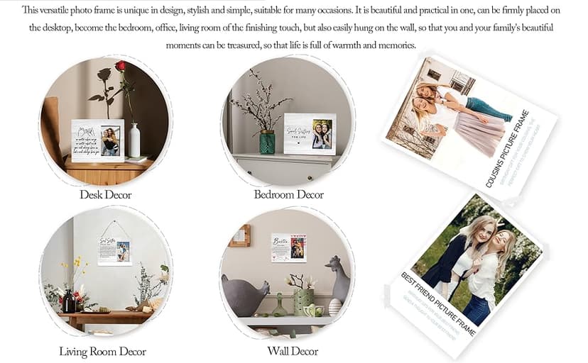 Orchroma Best Friends Picture Frame,Bestie Bff Best Friends Gifts,Friendship Gifts for Women Friends Birthday Christmas Gift,4x6 Inch Photo